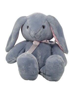 VTG 1990 Dakin Blue Plush Bunny Rabbit Stuffed Animal Pink Ears Bow 18” #S1-C